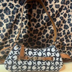 GUESS Monogram Shoulder Bag with Detachable Strap